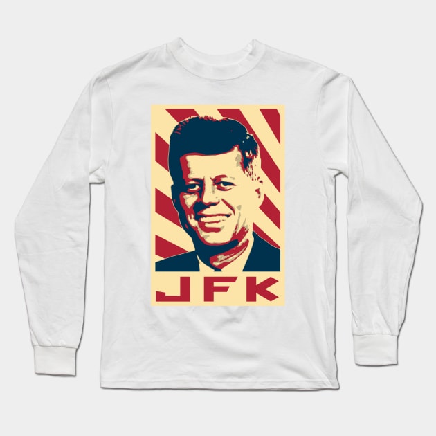 JFK Retro Propaganda Long Sleeve T-Shirt by Nerd_art